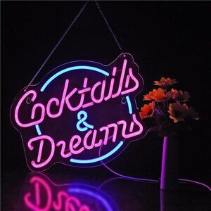 Cocktails and Dreams Movie LED Neon Sign Light Wall Decor Bar Party Man Cave NEW